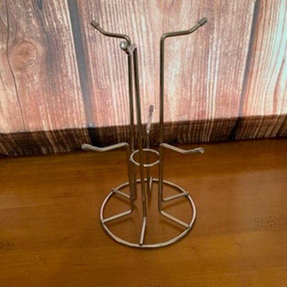 Wudkey Mug Tree Stand Holder Rack Silver 12in‎ Coffee Cup 6